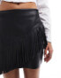 Фото #4 товара Edited PU fringe mini skirt in black