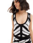 ASOS DESIGN knitted cami waistcoat top co-ord in mono stripe