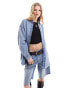 Monki oversize denim shirt in blue mottled wash