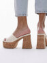 Topshop Isabelle platform cork heel mule in off white 40 - фото #5