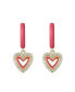 Фото #2 товара Kids/teens 14k Gold Plated with Cubic Zirconia & Magenta-Red Enamel Halo Heart Dangle Charm Hoop Earrings