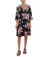 ფოტო #4 პროდუქტის Petite Floral Ruffle-Skirt 3/4-Sleeve Dress