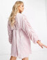 ASOS DESIGN Maternity embellished plunge mini dress in blush with blouson sleeve