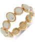 Фото #1 товара Gold-Tone White Stone & Mother-of-Pearl Stretch Bracelet