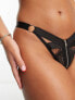 Фото #7 товара Hunkemoller Valentines Clementine lace strappy thong with hardwear detail in black
