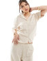 Фото #1 товара ONLY linen mix oversized shirt co-ord in beige