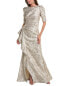 Фото #1 товара Teri Jon By Rickie Freeman Metallic Jacquard Gown Women's Beige 2