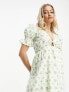 Фото #7 товара ASOS DESIGN Maternity cotton midi smock dress in cream based green floral print