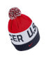 Фото #2 товара Men's Navy, Red USMNT Classic Stripe Cuffed Knit Hat with Pom