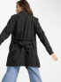 Фото #3 товара Only button detail short trench coat in black