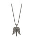 ფოტო #2 პროდუქტის Antiqued White Bronze-plated Black CZ Sword Wings Box Chain Necklace