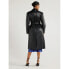 Scoop Faux Leather Trench Coat with Padded Shoulders Women M Black 100%Polyester