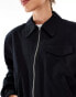 ASOS DESIGN tailored top collar bomber jacket with pocket detail in black