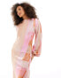 Фото #4 товара & Other Stories long sleeve satin maxi dress in pink print