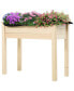 Фото #1 товара Elevated Natural Garden Plant Stand Outdoor Flower Bed Box Wooden