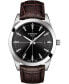 ფოტო #1 პროდუქტის Men's Swiss Gentleman Brown Leather Strap Watch 40mm