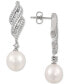 Cultured Freshwater Pearl (7mm) & Cubic Zirconia Drop Earrings in Sterling Silver, Created for Macy's