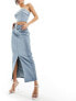 Simmi buckle detail maxi denim skirt co-ord in blue