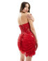 Heiress Beverly Hills exclusive premium lace corsage drape corset mini dress in red Красный, XS - EU 34 - фото #2