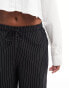 Фото #5 товара Stradivarius Petite tailored pull on trouser in black pinstripe