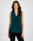 ფოტო #1 პროდუქტის Petite V-Neck Knot Sleeveless Top