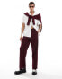 Фото #2 товара ASOS DESIGN smart wide leg trousers with front pleats in burgundy