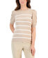 Фото #1 товара Women's Striped Puff-Sleeve Sweater