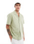 ASOS DESIGN relaxed revere shirt with back print in green