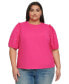 ფოტო #1 პროდუქტის Women's Plus Size Embellished Puff Sleeve Top, First@Macy’s