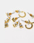 Фото #4 товара Accessorize Z collection 5 pack stud and hoop earrings in gold plated