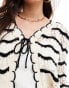 Фото #4 товара Miss Selfridge crochet stripe tie front cardigan