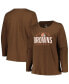 Фото #1 товара Women's Brown Cleveland Browns Plus Size Foiled Play Long Sleeve T-shirt