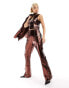 Labelrail x Dyspnea sequin high waist flared trousers co-ord in bronze Бронзовый, UK 6 - фото #2