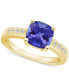 Tanzanite (2-1/3 ct. t.w.) & Diamond (1/8 ct. t.w.) Cushion Ring in 14k Gold