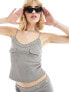 COLLUSION eyelet detail washed cami co-ord in grey 34 - фото #5