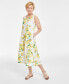 Фото #1 товара Women's 100% Linen Floral-Print Sleeveless Midi Dress, Created for Macy's