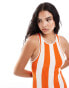 Фото #3 товара Mango stripe mini dress in orange and white