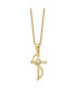 Фото #2 товара Chisel yellow IP-plated CZ Cross Pendant Cable Chain Necklace