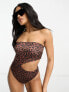 Фото #1 товара ASOS DESIGN bandeau cut out swimsuit in tortoise shell print