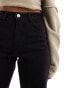 Pieces Karen high waisted straight leg jeans in black W25 L30 - фото #4