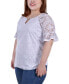 ფოტო #3 პროდუქტის Plus Size Short Bell Sleeve Lace Blouse