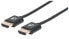 Manhattan HDMI Cable with Ethernet (Ultra Thin) - 4K@60Hz (Premium High Speed) - 3m - Male to Male - Black - Ultra HD 4k x 2k - Fully Shielded - Gold Plated Contacts - Lifetime Warranty - Polybag - 3 m - HDMI Type A (Standard) - HDMI Type A (Standard) - 3D - 18 Gbi