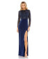 Women's Embellished High Neck Bodice Faux Wrap Gown