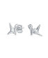 ფოტო #3 პროდუქტის 3D Geometric Origami Jewelry Small Animals Bird Swan Crane Stud Earring For Women Sterling Silver