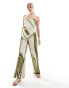 SNDYS contrast stripe wide leg trouser co-ord in green and white