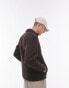 Selected Homme borg half zip sweatshirt in brown