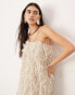 Фото #3 товара ASOS EDITION textured bandeau midi dress with halterneck detail in stone