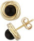 ფოტო #1 პროდუქტის Onyx Love Knot Frame Stud Earrings in 14k Gold