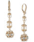 Фото #1 товара Gold-Tone Pavé Ball & Imitation Pearl Triple Drop Earrings