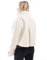 ASOS DESIGN Petite funnel jacket in cream boucle